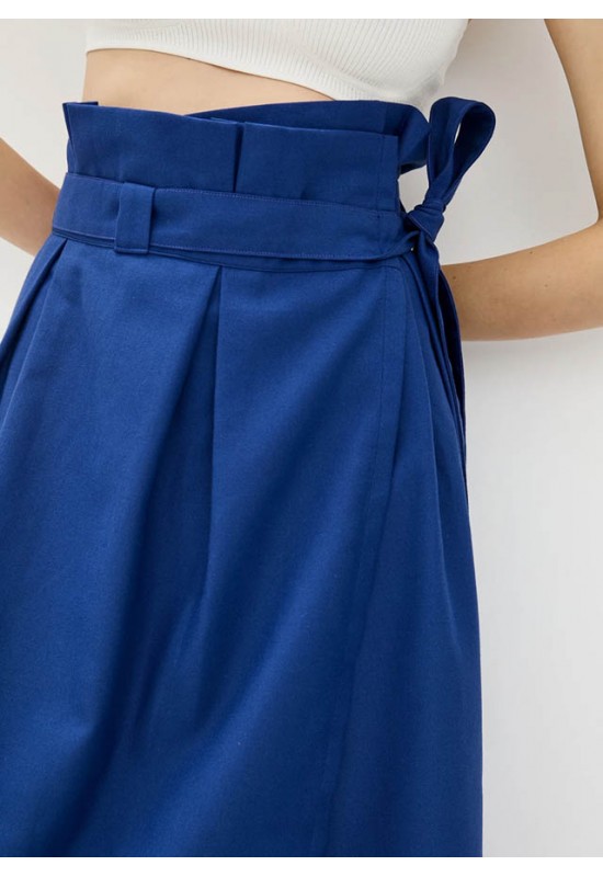 Linen wrap skirt Women midi A-line skirt belt 