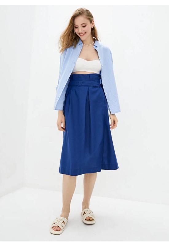 Linen wrap skirt Women midi A-line skirt belt 