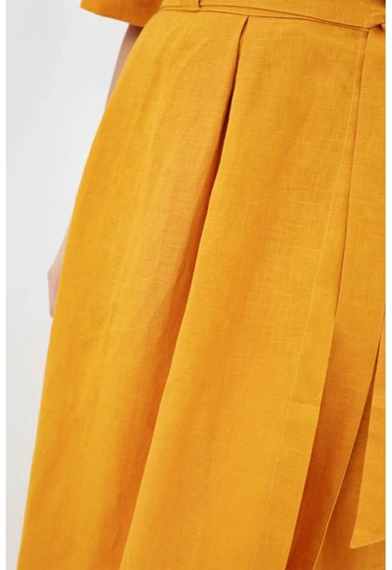 Linen wrap skirt for women Midi A-line skirt with belt 