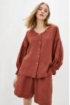 Linen blouse with puffy sleeves