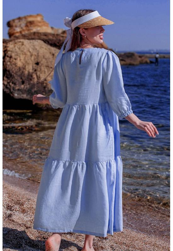 Linen loose dress for women with ruffles Maxi dress