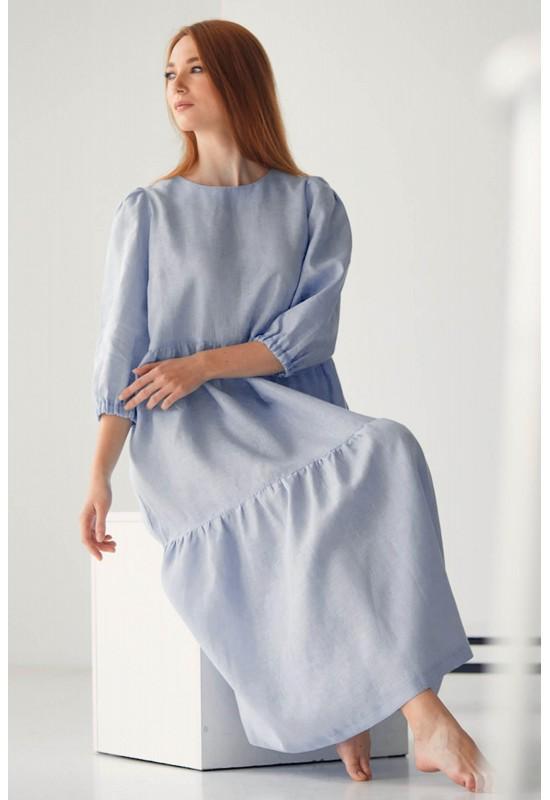 Linen loose dress for women with ruffles Maxi dress