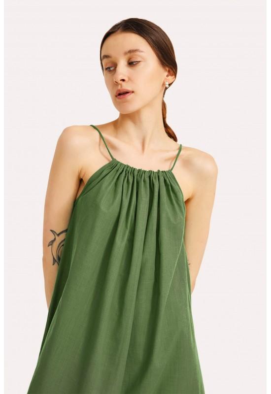 Linen summer dress for women with ruffles