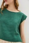 Linen crop top for women Boat neck Loose blouse