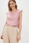 Linen crop top for women Boat neck Loose blouse