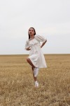 Linen dress with open shoulders for women 