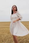 Linen dress with open shoulders for women 