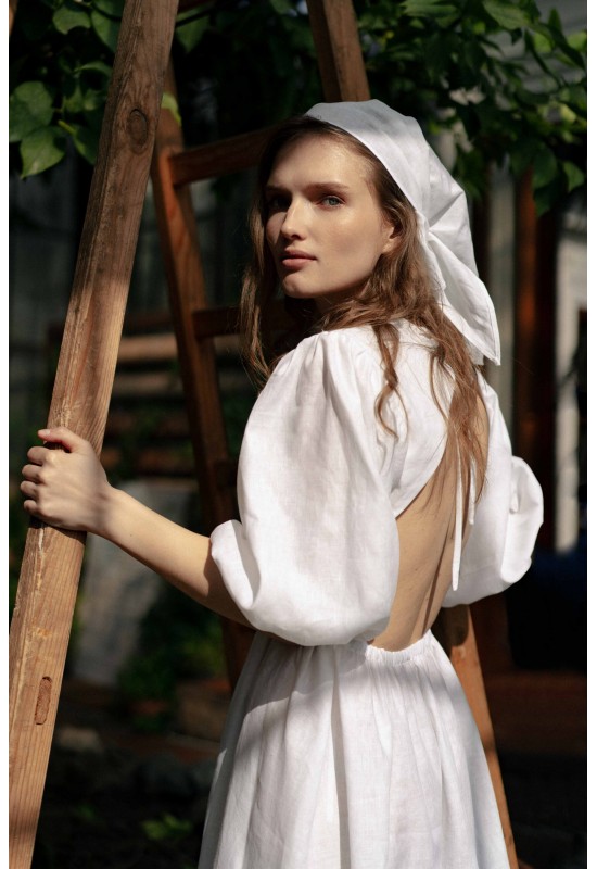 White midi linen dress hotsell