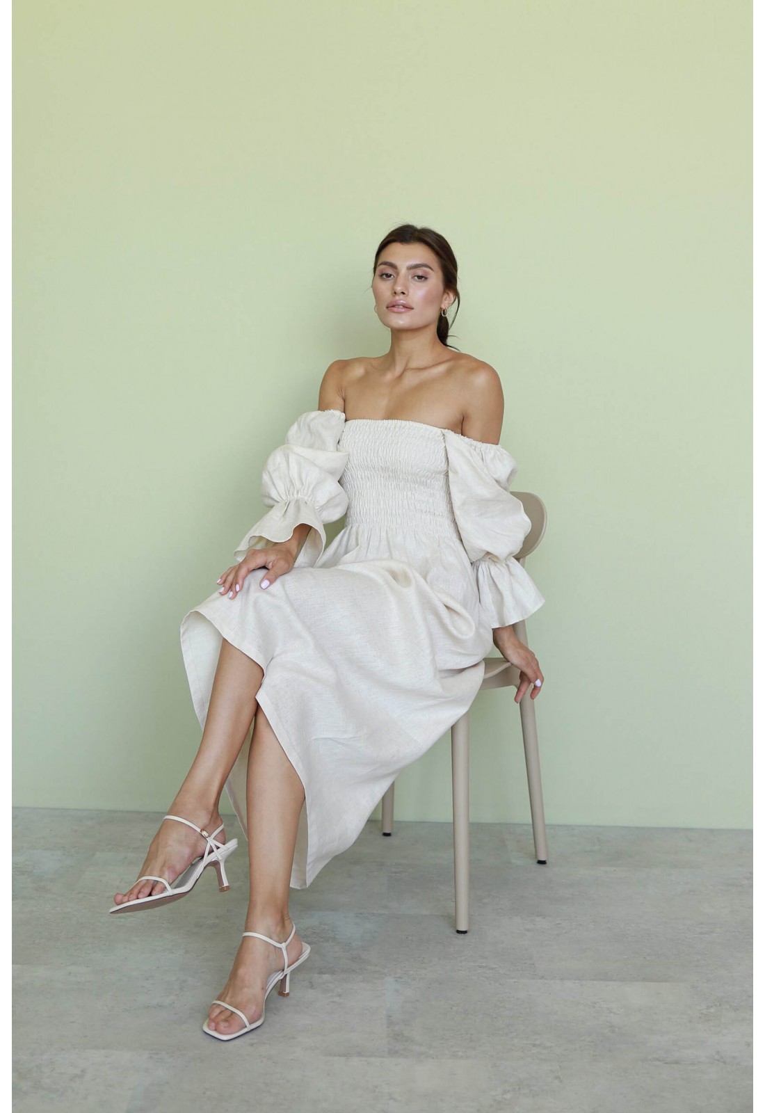 Off the Shoulder Linen Dress