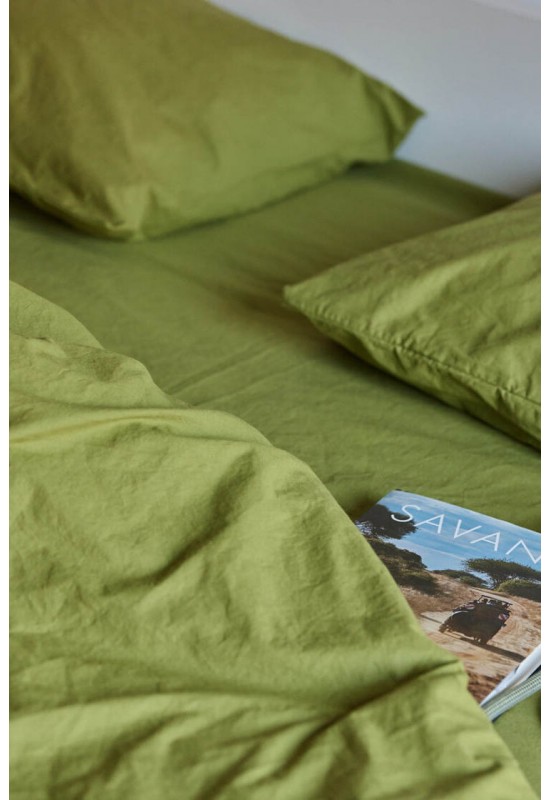 Cotton bedding set 4 pcs in Olive