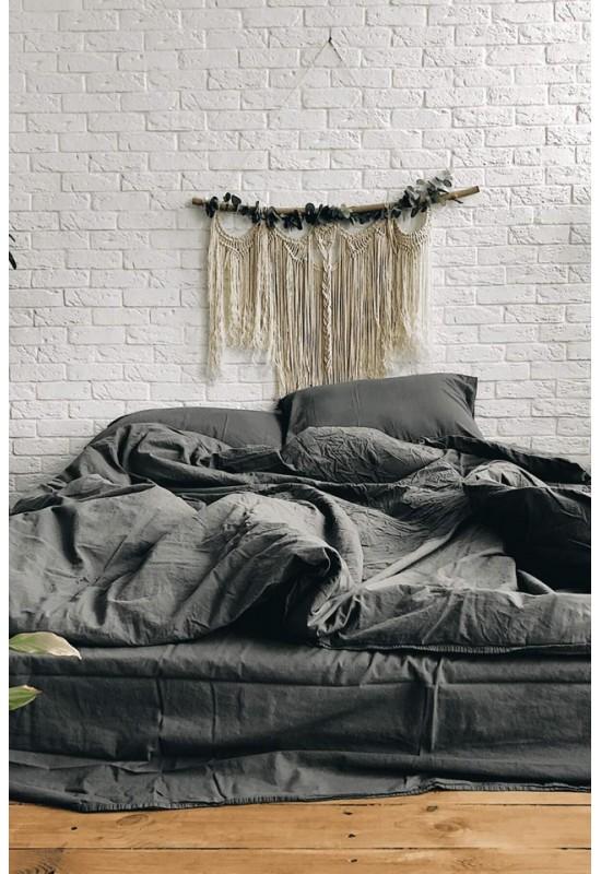 Cotton bedding set 4 pcs in Dark gray