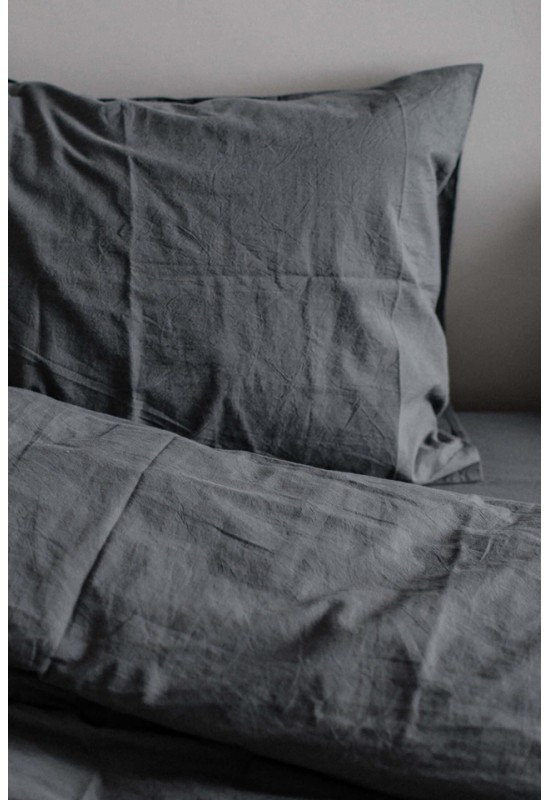 Dark gray cotton bedding set