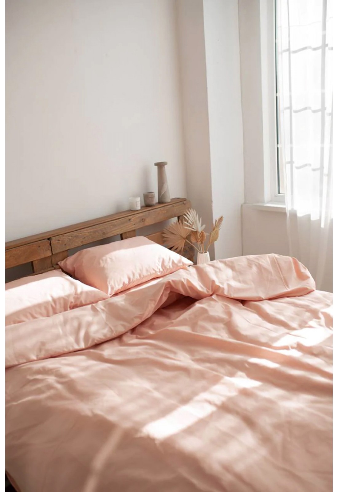 Dusty rose pink cotton bedding set Queen Twin Full King California