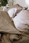 Cold beige striped sateen cotton bedding set 