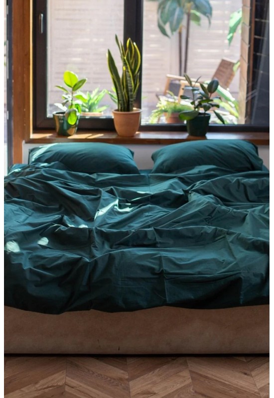 Cotton bedding set in Dark green