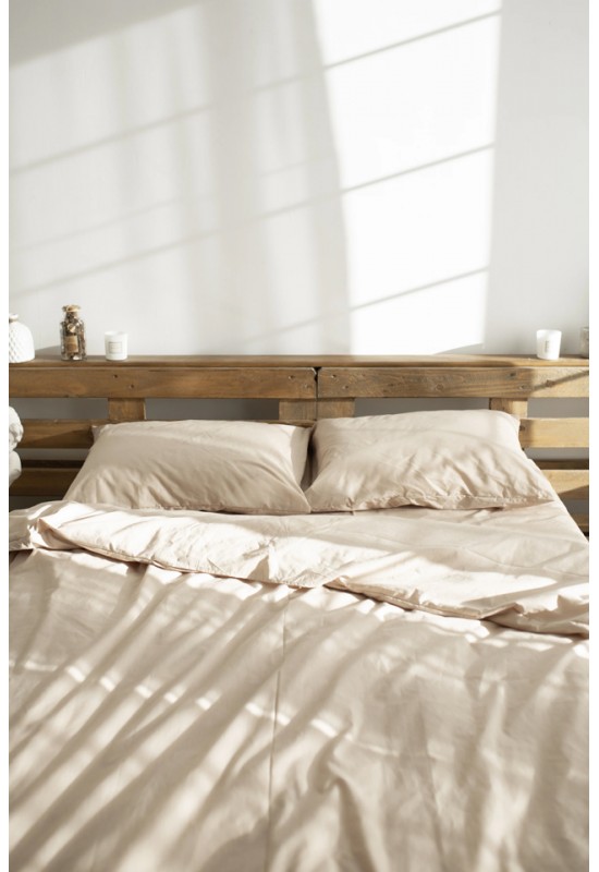 Gray beige cotton bedding set 