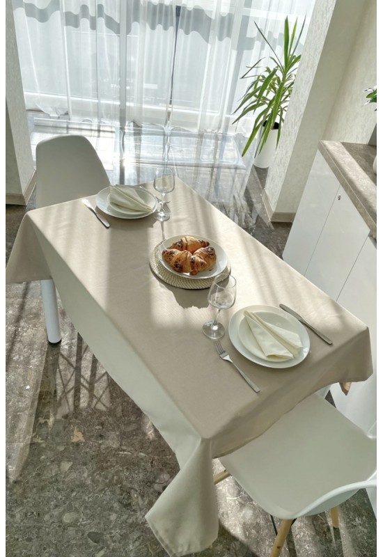 Waterproof cotton tablecloth in Beige