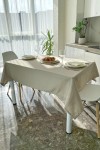 Waterproof Cotton Tablecloth in Sand Beige 