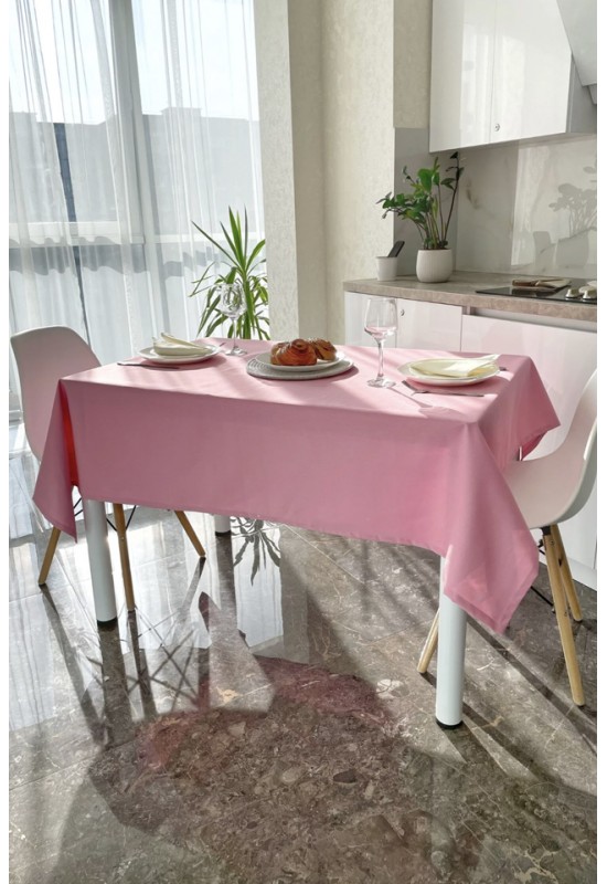 Waterproof Cotton Tablecloth in Rose Pink