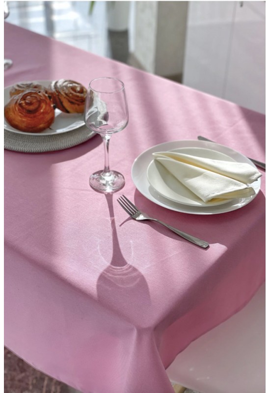 Waterproof Cotton Tablecloth in Rose Pink