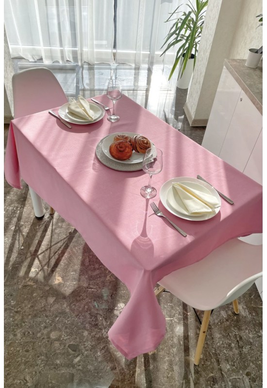 Waterproof Cotton Tablecloth in Rose Pink