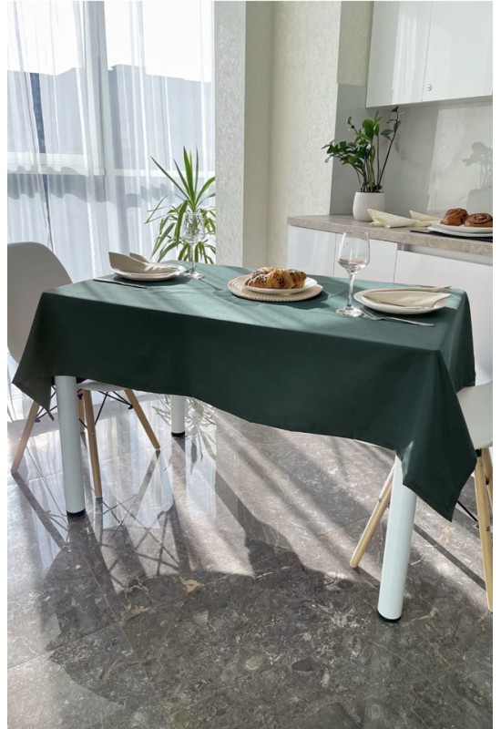 Dark - Emerald Green Cotton Tablecloth 