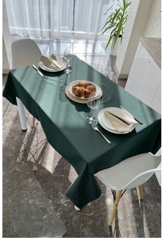 Dark - Emerald Green Cotton Tablecloth 