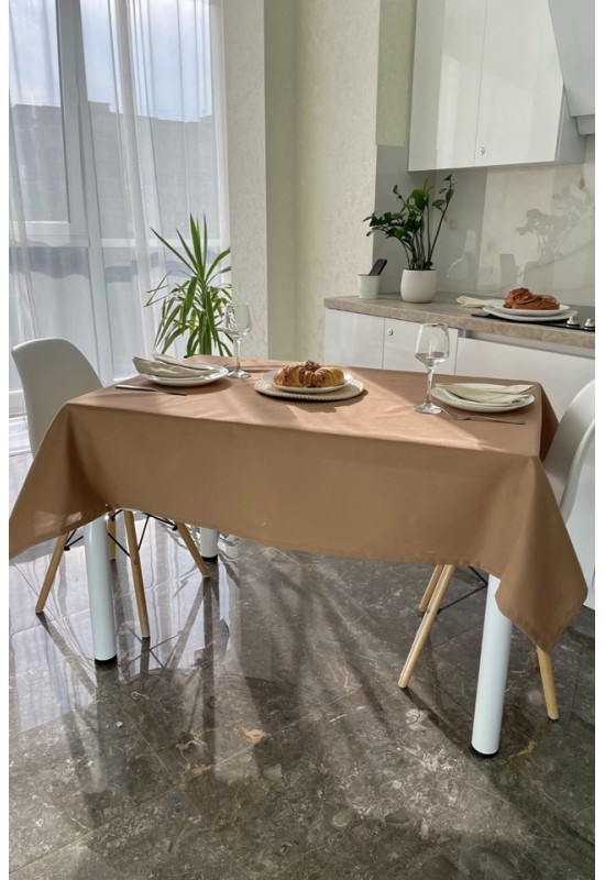 Light Brown Gold Waterproof Cotton Tablecloth 