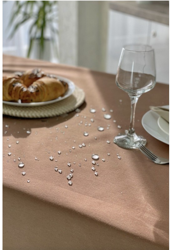 Light Brown Gold Waterproof Cotton Tablecloth 