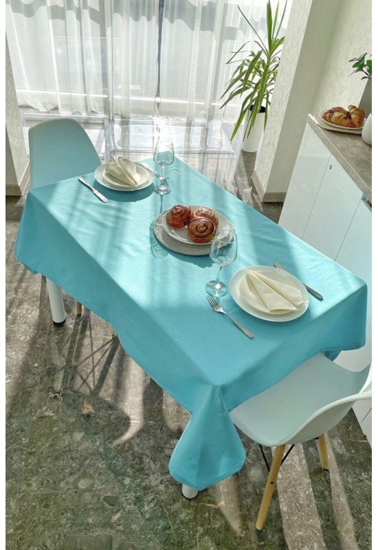 Waterproof Cotton Tablecloth in Turquoise Mint