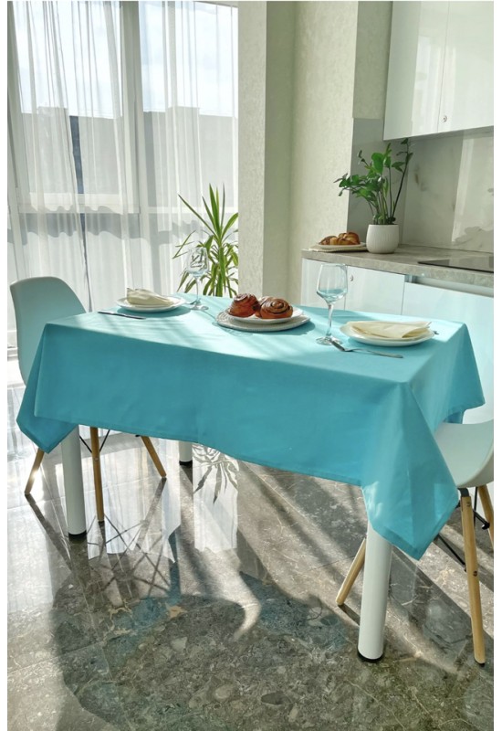 Waterproof cotton tablecloth in Turquoise