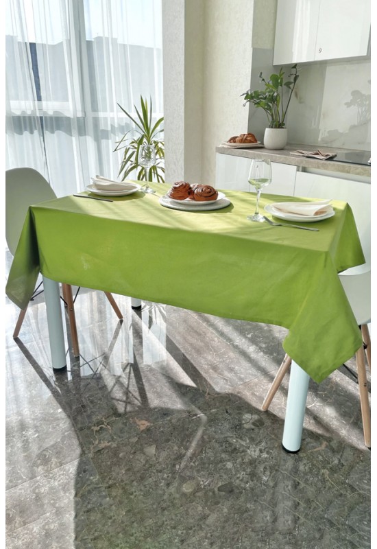 Chartreuse Green Waterproof Cotton Tablecloth