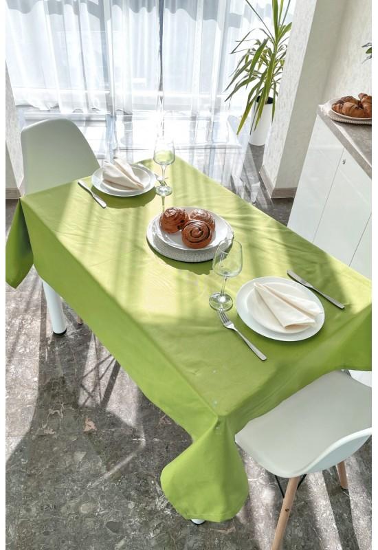 Waterproof cotton tablecloth in Olive green