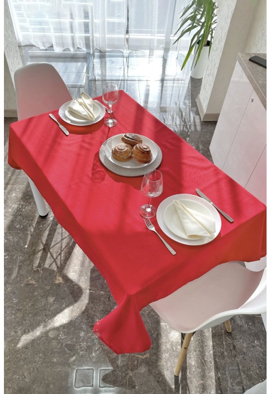 Waterproof Cotton Tablecloth in Red