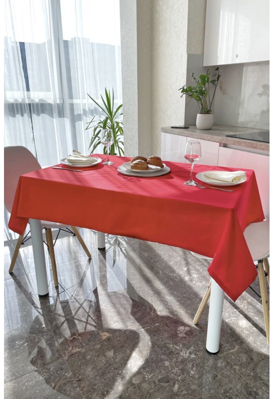 Waterproof Cotton Tablecloth in Red