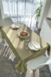 Moss Olive Green Waterproof Cotton Tablecloth