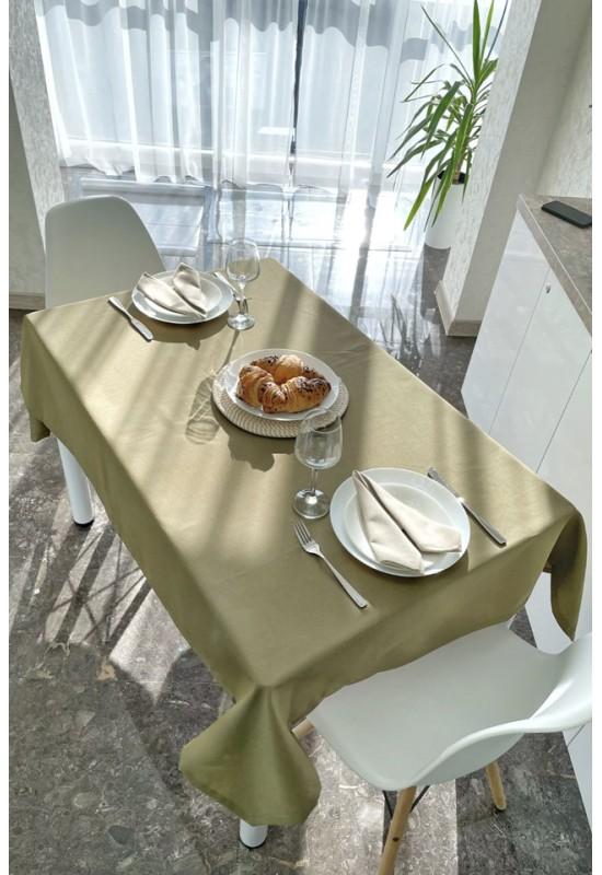Waterproof cotton tablecloth in Olive