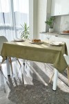 Moss Olive Green Waterproof Cotton Tablecloth