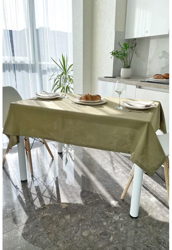 Waterproof cotton tablecloth in Olive