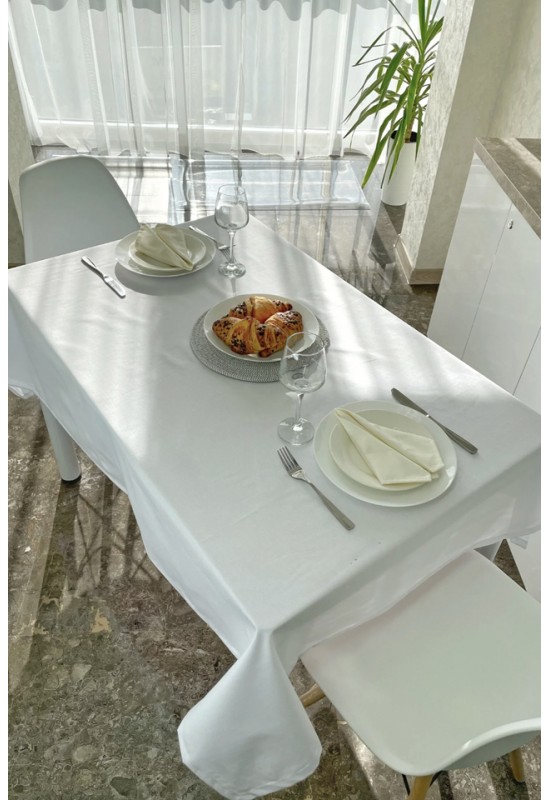 Waterproof Cotton Tablecloth in White