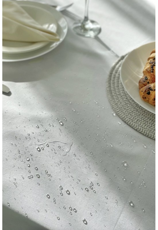 Waterproof Cotton Tablecloth in White