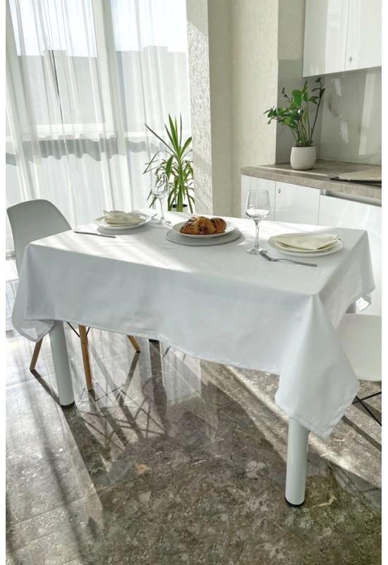 Waterproof cotton tablecloth in White