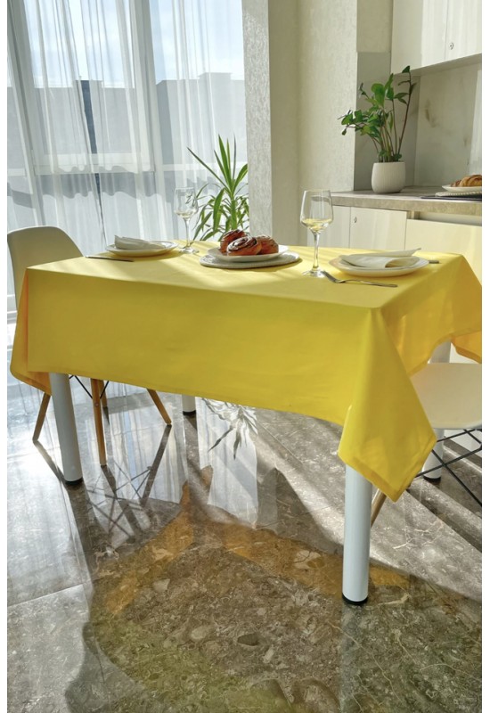 Waterproof Cotton Tablecloth in Yellow 