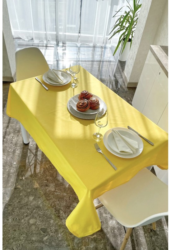 Waterproof Cotton Tablecloth in Yellow 