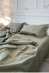 Light olive striped sateen cotton bedding set 