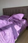 Purple striped sateen cotton bedding set All sizes