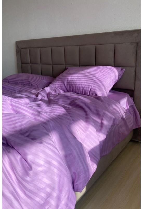 Purple striped sateen cotton bedding set All sizes