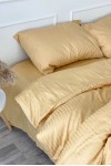 Pale yellow striped sateen cotton bedding set 