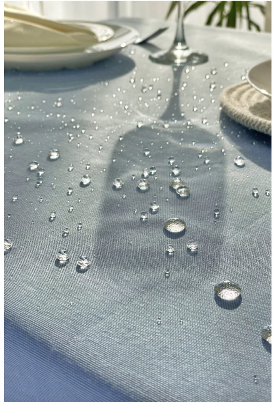 Waterproof Cotton Tablecloth in Light Sky Blue