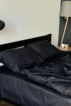 Black striped sateen cotton bedding set All sizes